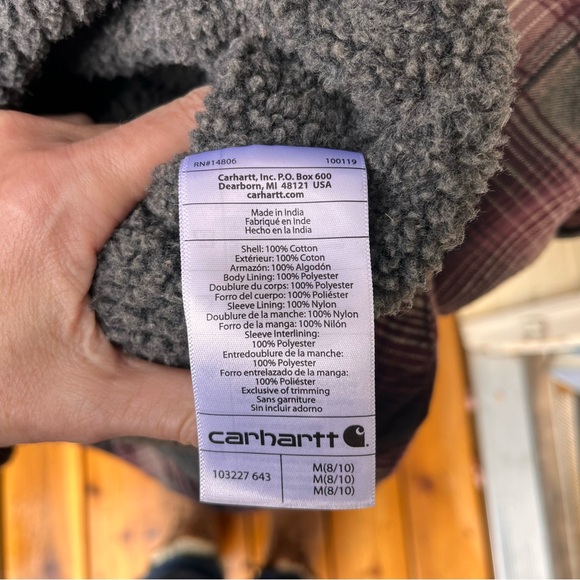 Carhartt Wm’s Hubbard Sherpa Lined Plaid Flannel Shirt Jacket In Deep Wine Sz M - Picture 11 of 16